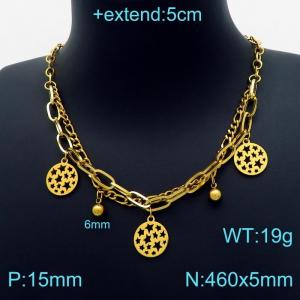 SS Gold-Plating Necklace - KN203262-Z