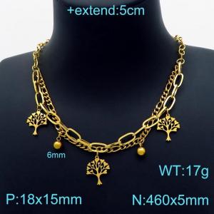 SS Gold-Plating Necklace - KN203263-Z