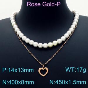 SS Rose Gold-Plating Necklace - KN203298-KFC