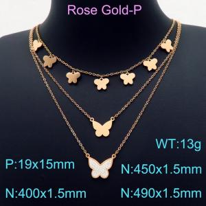 SS Rose Gold-Plating Necklace - KN203387-KFC