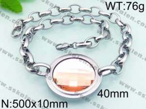 Stainless Steel Stone Necklace - KN21175-Z