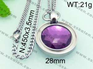 Stainless Steel Stone Necklace - KN21194-Z