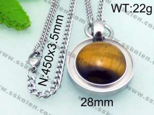 Stainless Steel Stone Necklace - KN21199-Z
