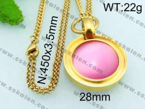 Stainless Steel Stone Necklace - KN21205-Z