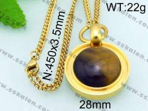 Stainless Steel Stone Necklace - KN21212-Z