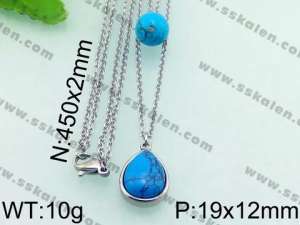 Stainless Steel Stone & Crystal Necklace - KN21416-Z