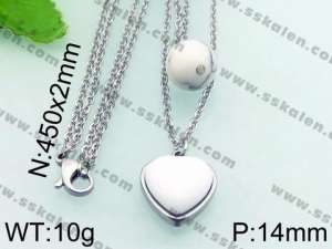 Stainless Steel Stone & Crystal Necklace - KN21419-Z