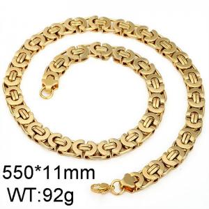 Gold-Plating fashionable flat chain necklace, hanging chain, collarbone chain, stainless steel single chain - KN21488-H