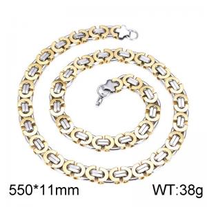 Fashionable flat chain necklace, hanging chain, collarbone chain, stainless steel single chain - KN21518-H