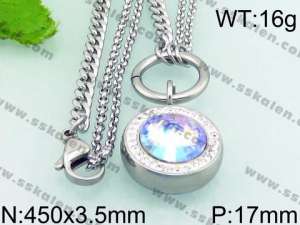 Stainless Steel Stone & Crystal Necklace - KN21752-Z
