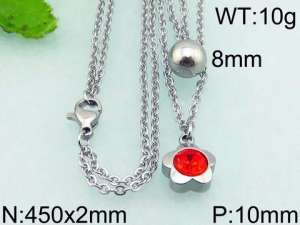 Stainless Steel Stone & Crystal Necklace - KN21789-Z