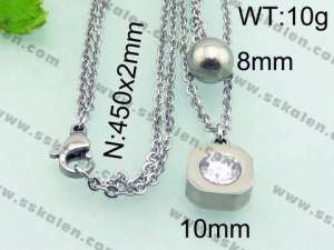Stainless Steel Stone & Crystal Necklace - KN21791-Z