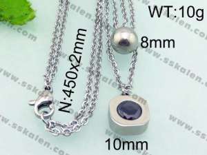 Stainless Steel Stone & Crystal Necklace - KN21792-Z