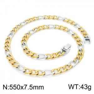 SS Gold-Plating Necklace - KN225213-Z