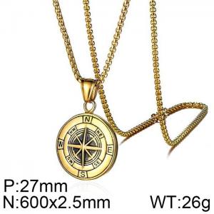 SS Gold-Plating Necklace - KN225551-WGYG