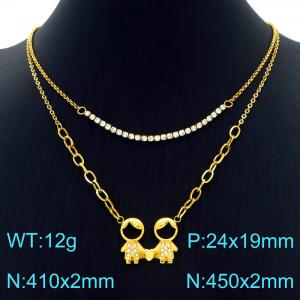 SS Gold-Plating Necklace - KN226793-Z