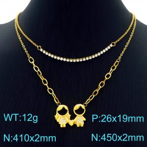 SS Gold-Plating Necklace - KN226797-Z