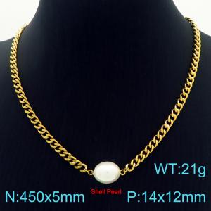 SS Gold-Plating Necklace - KN227349-Z