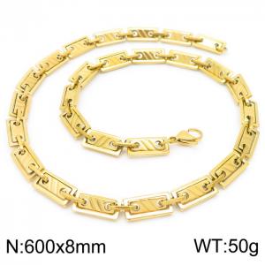 8mm=60cm=Handmade stainless steel rectangular inner buckle diagonal chain, fashionable ins style fashionable gold necklace - KN228528-Z