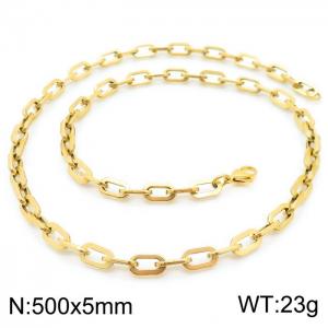 Japanese and Korean Popular Handmade Women's Stainless Steel Gilded Rectangular Chain Necklace - KN228651-Z