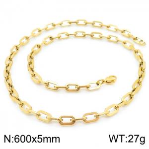 Japanese and Korean Popular Handmade Women's Stainless Steel Gilded Rectangular Chain Necklace - KN228653-Z