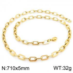 Japanese and Korean Popular Handmade Women's Stainless Steel Gilded Rectangular Chain Necklace - KN228655-Z