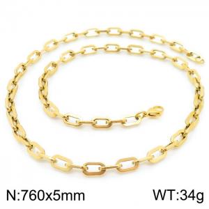Japanese and Korean Popular Handmade Women's Stainless Steel Gilded Rectangular Chain Necklace - KN228656-Z