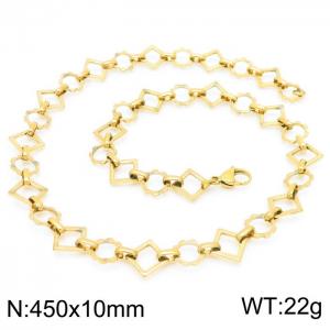 Fashion handmade female stainless steel gold-plated geometric gear necklace - KN228769-Z