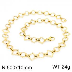 Fashion handmade female stainless steel gold-plated geometric gear necklace - KN228770-Z