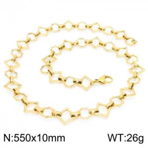 Fashion handmade female stainless steel gold-plated geometric gear necklace - KN228771-Z