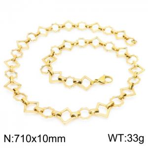 Fashion handmade female stainless steel gold-plated geometric gear necklace - KN228774-Z