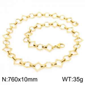 Fashion handmade female stainless steel gold-plated geometric gear necklace - KN228775-Z