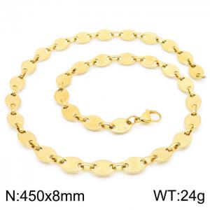 8mm=45cm=Fashion design stainless steel pressure point pig nose chain women's luxury chain aureate necklace - KN228783-Z
