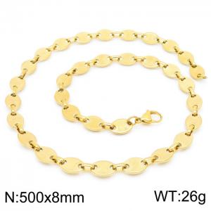 8mm=50cm=Fashion design stainless steel pressure point pig nose chain women's luxury chain aureate necklace - KN228784-Z