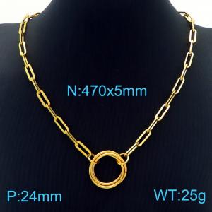 SS Gold-Plating Necklace - KN229231-Z