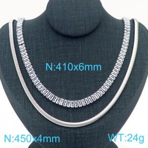 Stainless Steel Stone Necklace - KN229240-Z