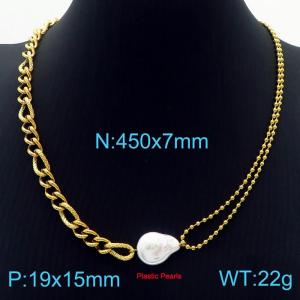 SS Gold-Plating Necklace - KN229554-Z