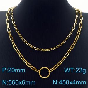 SS Gold-Plating Necklace - KN229572-Z