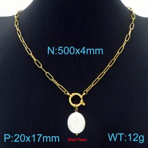 SS Gold-Plating Necklace - KN229586-Z