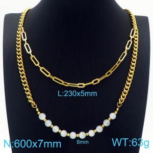 SS Gold-Plating Necklace - KN229597-Z