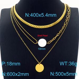 SS Gold-Plating Necklace - KN229604-Z