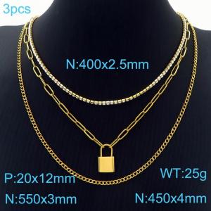 SS Gold-Plating Necklace - KN229605-Z