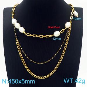SS Gold-Plating Necklace - KN229607-Z