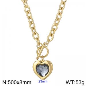 Stainless Steel Stone&Crystal Necklace - KN229674-Z