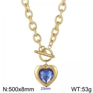 Stainless Steel Stone&Crystal Necklace - KN229678-Z