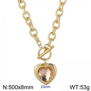 Stainless Steel Stone&Crystal Necklace - KN229684-Z