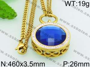 Stainless Steel Stone Necklace - KN23002-Z