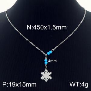 450mm women's stainless steel fringed snowflake necklace - KN230084-Z