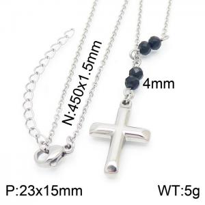 450mm Women's Stainless Steel Cross Necklace - KN230088-Z