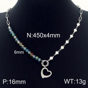 Fashion Jewelry Colorful Bead Stainless Steel Heart Pendant Necklaces For Women - KN230097-Z